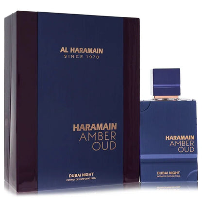Al Haramain Amber Oud Dubai Night Eau de Parfum gold metallic bottle — luxury unisex oriental woody fragrance featuring unique notes of eastern spices and agarwood oud