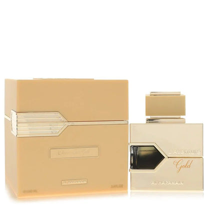 Al Haramain L'aventure Gold Perfume bottle — Floral Oriental Amber women fragrance with bergamot, black currant, orange blossom, rose, jasmine, peony, amber, musk, sandalwood, and patchouli