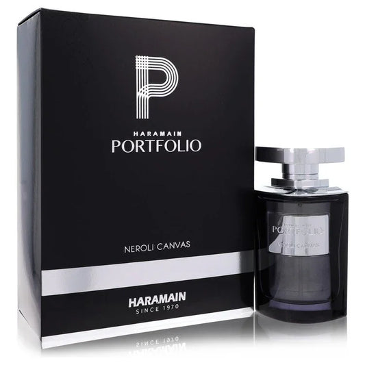 Haramain Portfolio Neroli Canvas perfume bottle and packaging on a white background
