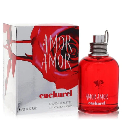 Cacharel Amor Amor perfume bottle and packaging on a white background