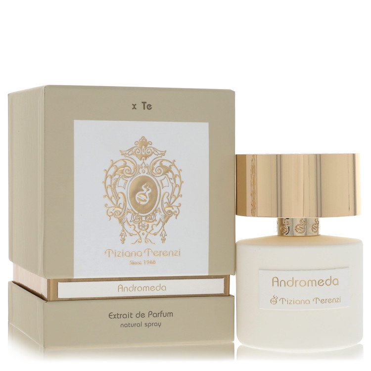 Tiziana Terenzi Andromeda Extrait de Parfum bottle — Floral Fruity Amber niche perfume with bergamot, peach, ylang-ylang, and cashmere wood notes