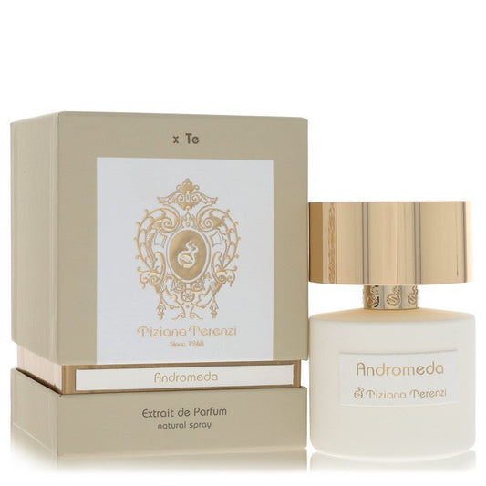 Tiziana Terenzi Andromeda Extrait de Parfum bottle — Floral Fruity Amber niche perfume with bergamot, peach, ylang-ylang, and cashmere wood notes