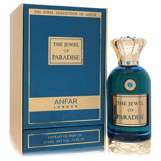 Anfar London 'The Jewel of Paradise' perfume bottle and packaging on a white background