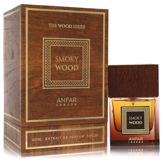 Anfar London Smoky Wood perfume bottle and packaging on a white background