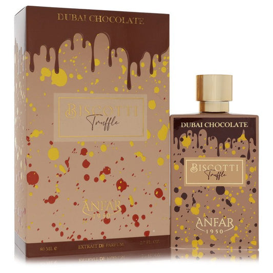 Anfar Biscotti Truffle Dubai Chocolate Eau de Parfum bottle — Gourmand Amber Sweet perfume with chocolate accord, biscotti accord, hazelnut, and vanilla notes