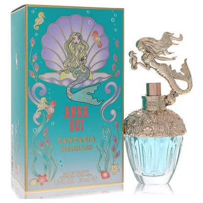 Anna Sui Fantasia Mermaid perfume bottle with mermaid figurine collectible floral fruity scent