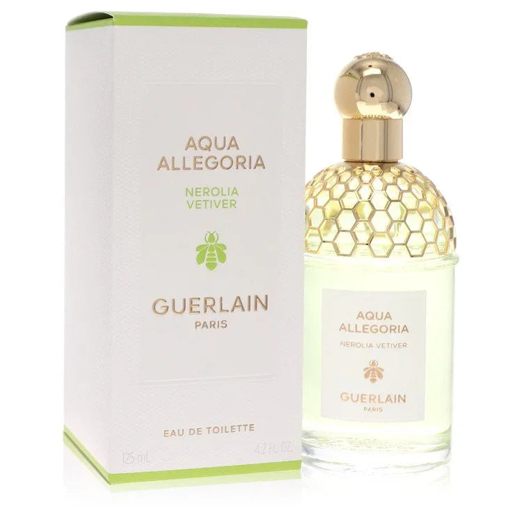 Guerlain Aqua Allegoria Nerolia Vetiver perfume bottle and packaging on a white background