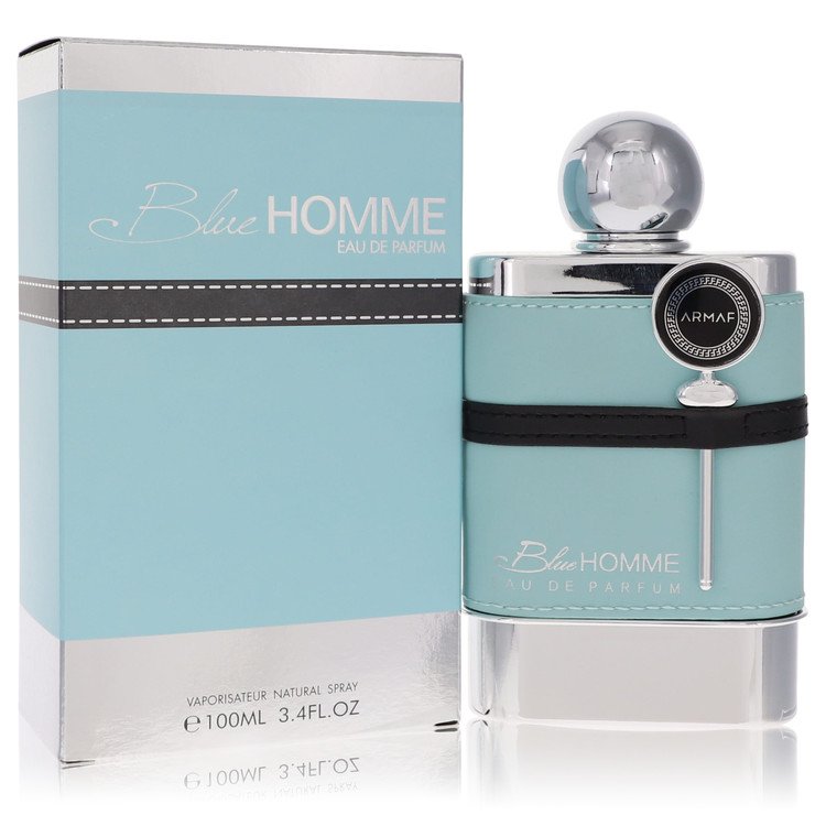 Armaf Blue Homme cologne bottle for men by Armaf — Aquatic aromatic woody fragrance with bergamot, lemon, aquatic notes, lavender, cardamom, geranium, sandalwood, musk, amber, and cedarwood notes