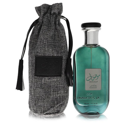 Ard Al Zaafaran Mousuf Ramadi Eau de Parfum bottle — spicy woody floral fragrance with bergamot, saffron, spices, lavender, oud, cedarwood, and amber notes.