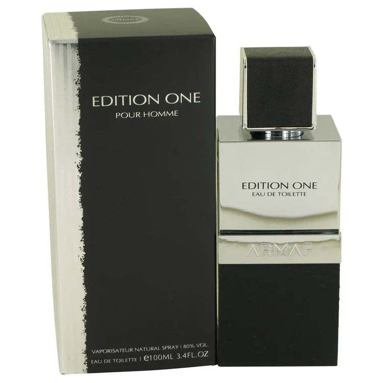 Perfume bottle and packaging of 'Edition One' by Armaf on a white background