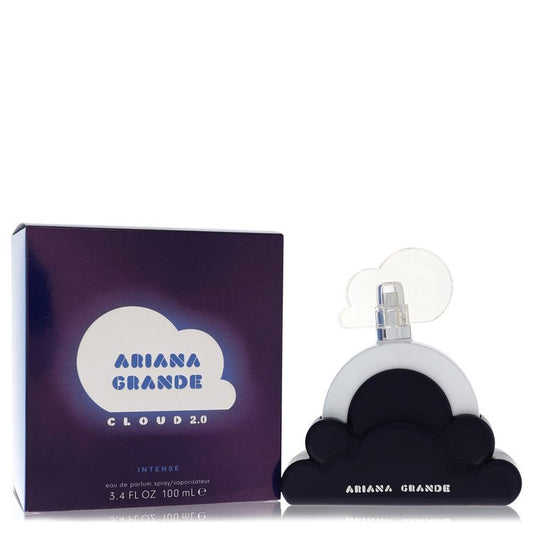 Ariana Grande Cloud Intense perfume bottle with lavender, bergamot, pear, whipped cream, praline, coconut, vanilla orchid, cashmeran, ambroxan, musk, and woodsy notes
