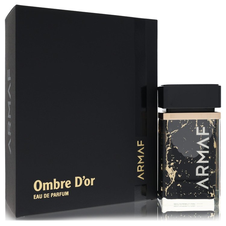 Armaf Ombre D'or Cologne bottle, woody spicy floral fragrance with citrus, bergamot, jasmine, rose, amber, and musk