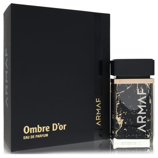 Armaf Ombre D'or Cologne bottle, woody spicy floral fragrance with citrus, bergamot, jasmine, rose, amber, and musk