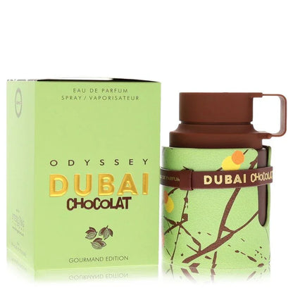 Armaf Odyssey Dubai Chocolat Cologne bottle — gourmand amber spicy woody fragrance with cocoa accord, chocolate, vanilla, creamy resins, amber, woods, and musk