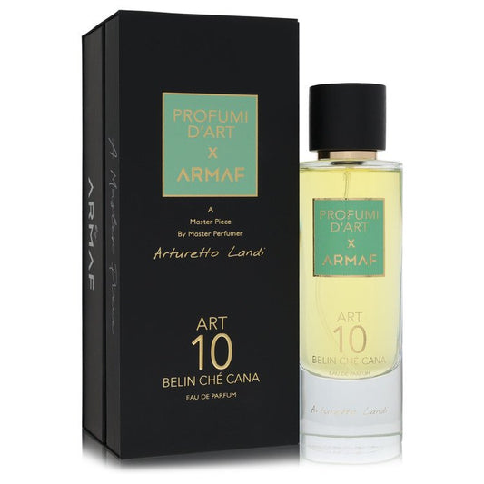 Profumi d'Art X Armaf Art 10 Belin Ché Cana Eau de Parfum bottle — unisex chypre fragrance with rhubarb, bergamot, grapefruit, Nepal pepper, jasmine, gardenia, vetiver, agarwood, leather, and treemoss