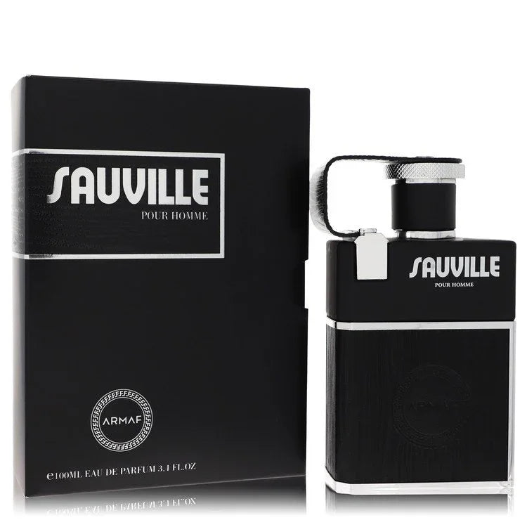Sauville Pour Homme perfume bottle and packaging on a white background