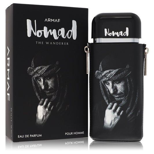 Armaf Nomad The Wanderer Cologne bottle — fruity floral oriental men's fragrance with plum, saffron, iris, jasmine, guaiac wood, labdanum, leather, patchouli, amber, and vetiver