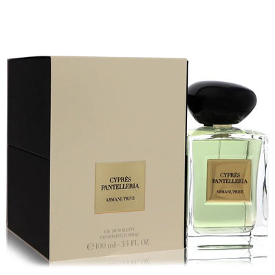 Armani Prive Cypres Pantelleria Eau de Parfum bottle — luxury haute couture fragrance featuring radiant coastal notes of caper, bergamot, and fresh cypress