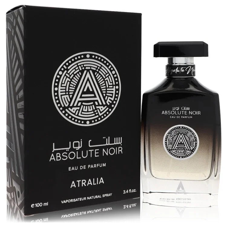 Atralia Absolute Noir perfume bottle and packaging on a white background