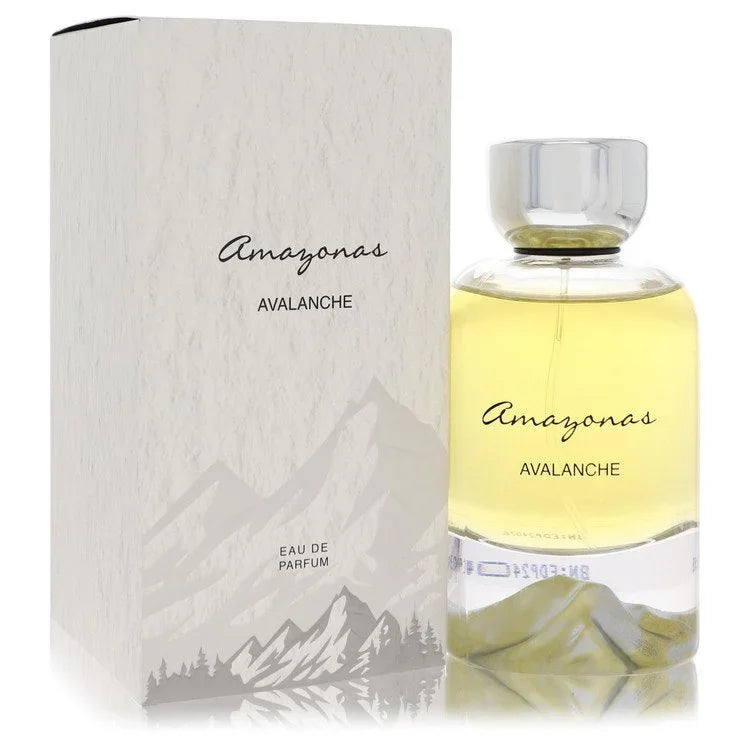 Amazonas Avalanche perfume bottle and packaging with mountain design