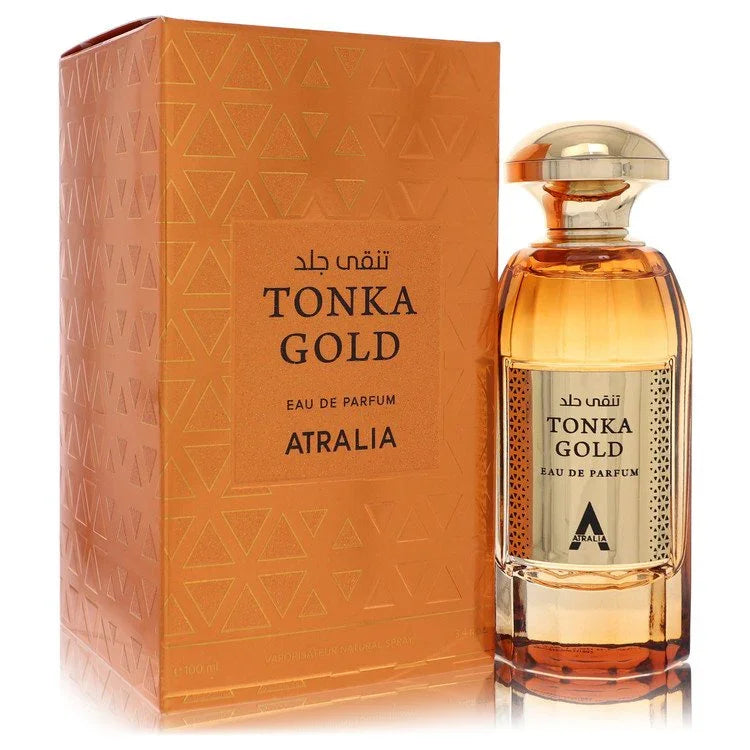 Tonka Gold perfume bottle and packaging on a white background