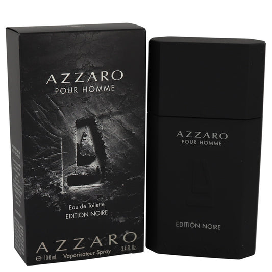 Azzaro Pour Homme Edition Noire perfume bottle and packaging on a white background