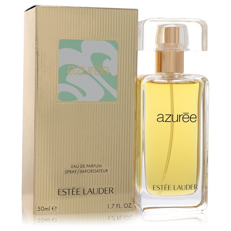 Estée Lauder Azuree perfume bottle and packaging on a white background