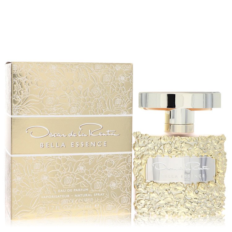 Bella Essence perfume bottle by Oscar De La Renta — floral oriental fragrance for women with grapefruit, raspberry, red currant, rose, jasmine, vanilla, centifolia, musk, patchouli, and ambrox notes 1.7 oz