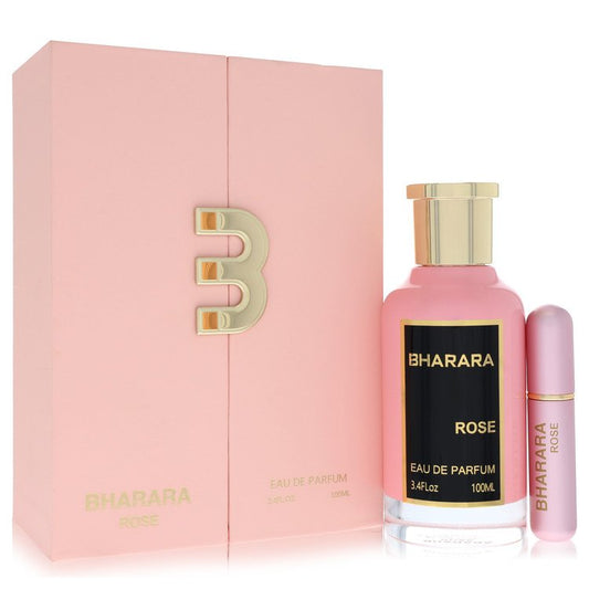 Bharara Rose Eau de Parfum bottle with bergamot, grapefruit, apple, gardenia, jasmine, rose, vanilla and sandalwood