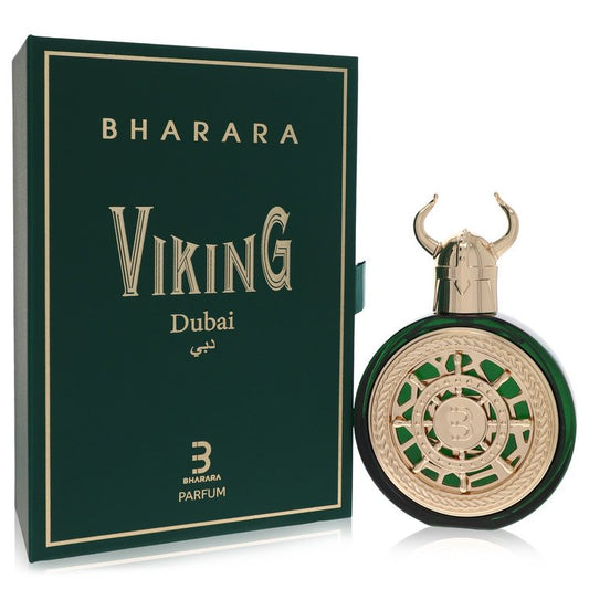 3.4 oz Bharara Viking Dubai Parfum Spray bottle with citrus, ginger, cashmere wood, magnolia, ambergris, vetiver and white musk