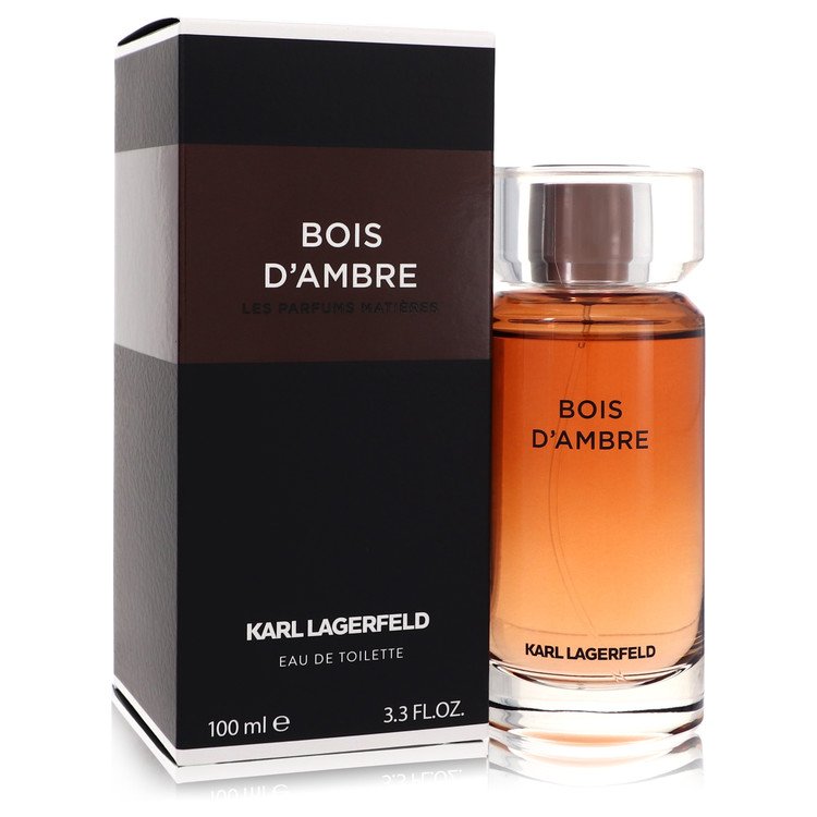 Karl Lagerfeld Bois d'Ambre Eau de Toilette bottle with bergamot, plum, Atlas cedar, tonka bean, amber and guaiac wood