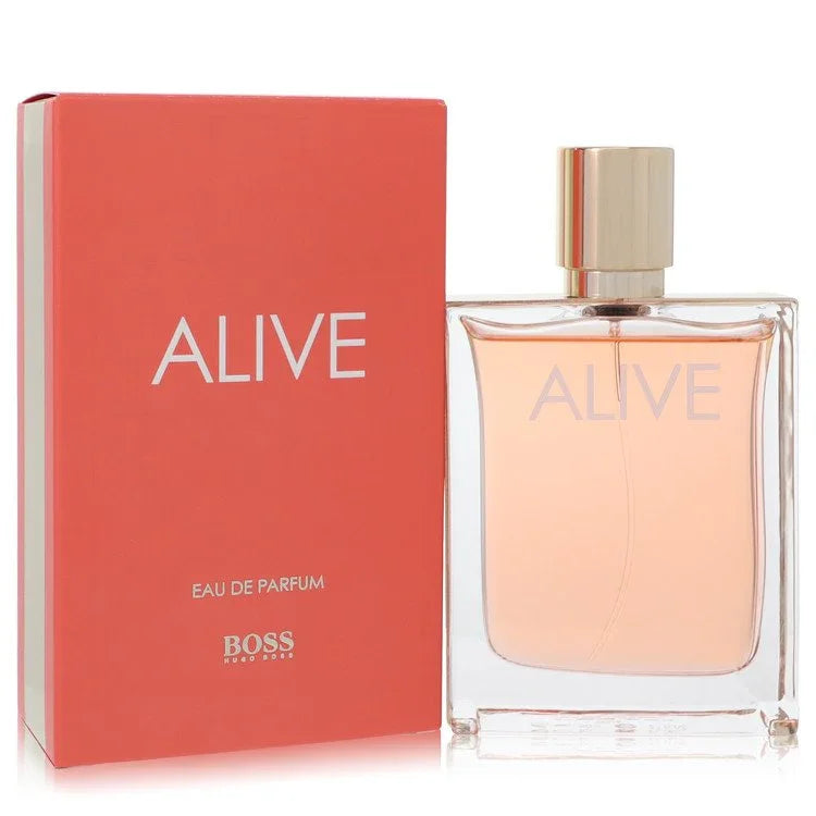 Boss Alive Perfume bottle by Hugo Boss — woody fragrance with apple, black currant, plum, Madagascar vanilla, thyme, jasmine sambac, sandalwood, cedar, olive tree and woodsy notes