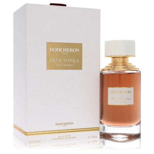 Boucheron Feve Tonka perfume bottle and packaging on a white background
