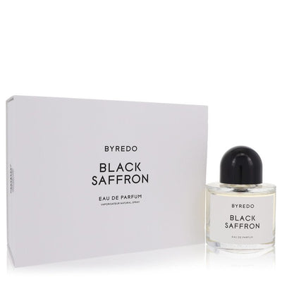 Byredo Black Saffron perfume bottle for men and women by Byredo — Exotic oriental spicy leather fragrance with saffron, juniper berries, Chinese grapefruit, leather accord, black violet, rose, blonde woods, raspberry, and vetiver notes