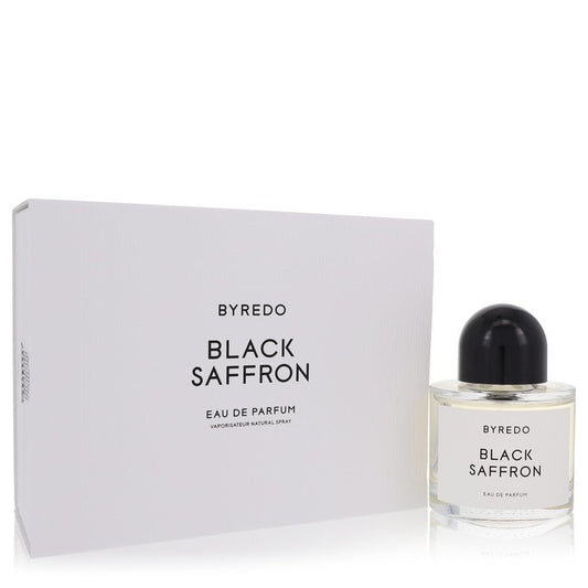 Byredo Black Saffron perfume bottle for men and women by Byredo — Exotic oriental spicy leather fragrance with saffron, juniper berries, Chinese grapefruit, leather accord, black violet, rose, blonde woods, raspberry, and vetiver notes