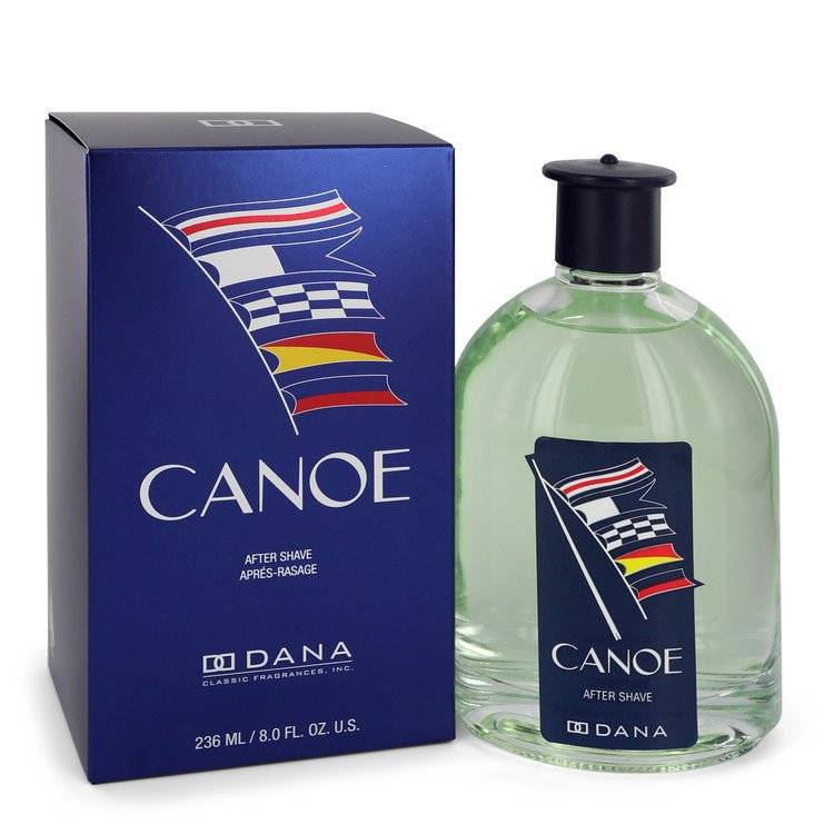 Dana Canoe Eau de Toilette for Men bottle - Men's aromatic fougère fragrance with lavender, bergamot, rosemary, aldehydes, carnation, geranium, jasmine, tonka bean, oakmoss, sandalwood, vetiver, coumarin, and musk