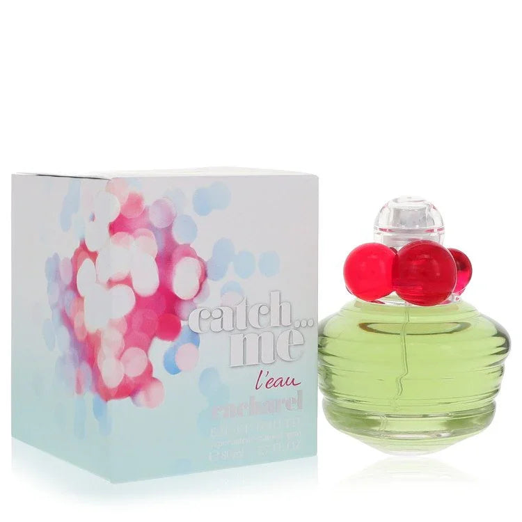 Perfume bottle with colorful packaging on a white background