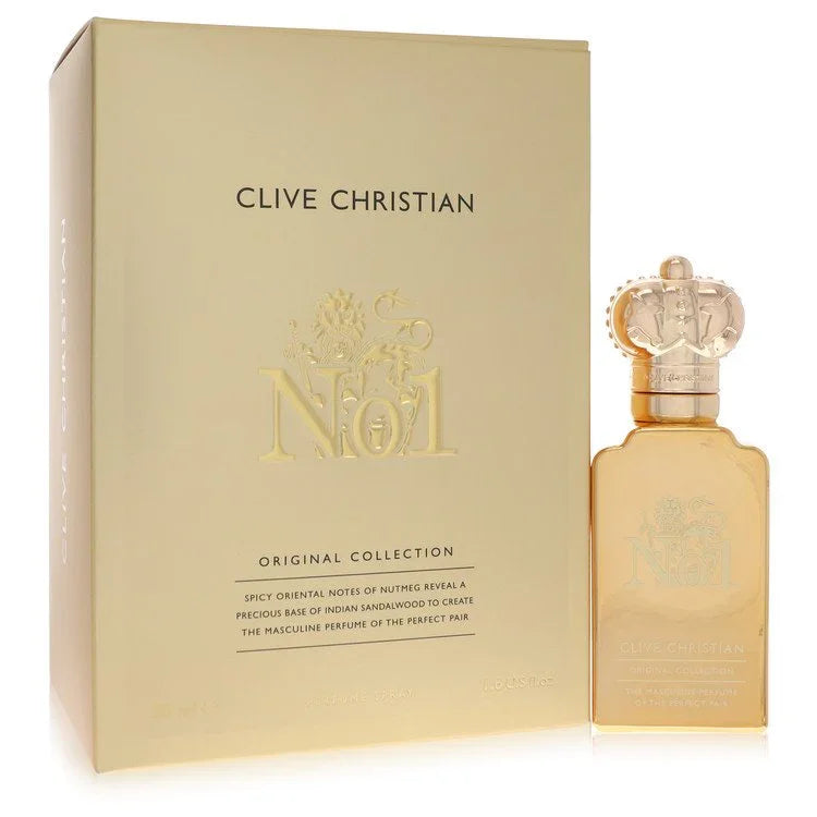 Clive Christian No. 1 perfume bottle and packaging on a white background