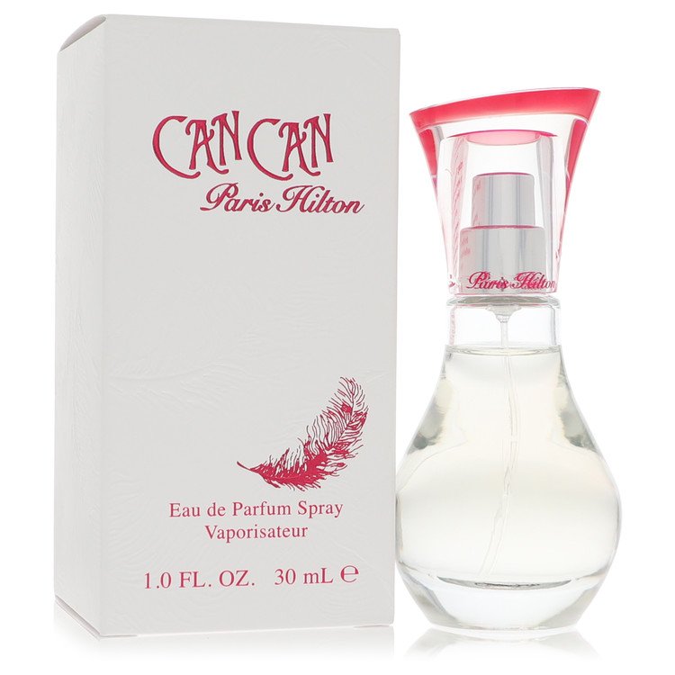 Paris Hilton Can Can Eau de Parfum bottle — fruity floral women's perfume with nectarine, clementine flower, cassis, wild orchid, orange blossom, amber, and musk notes.