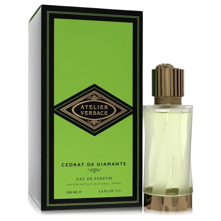 Atelier Versace Cedrat de Diamante perfume bottle and packaging on a white background