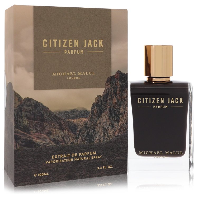 Citizen Jack cologne bottle for men by Michael Malul — Fresh aromatic woody fragrance with bergamot, pineapple, pink pepper, iris, vetiver, and sandalwood notes