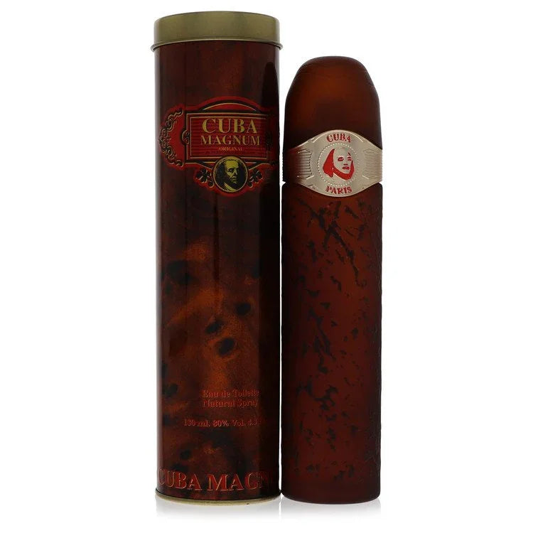Cuba Magnum red cologne bottle and packaging on a white background