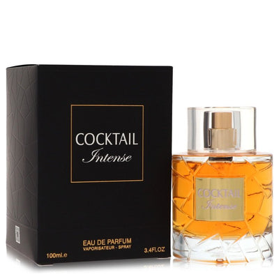 Cocktail Intense Perfume by Fragrance World bottle — gourmand unisex fragrance with cognac, tonka bean, cinnamon, vanilla, praline, and sandalwood.
