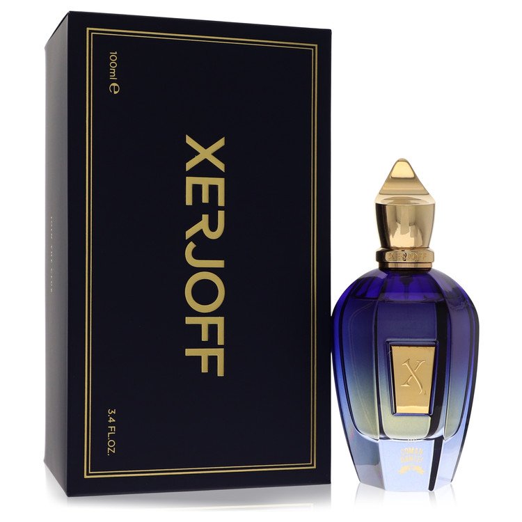 Xerjoff Comandante! Eau de Parfum bottle — luxurious woody spicy perfume with citrus, bergamot, cinnamon, fruity notes, tobacco, amber, and woody notes.