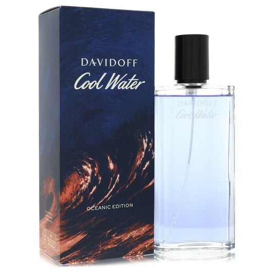 Davidoff Cool Water Oceonic Edition perfume bottle and packaging on a white background