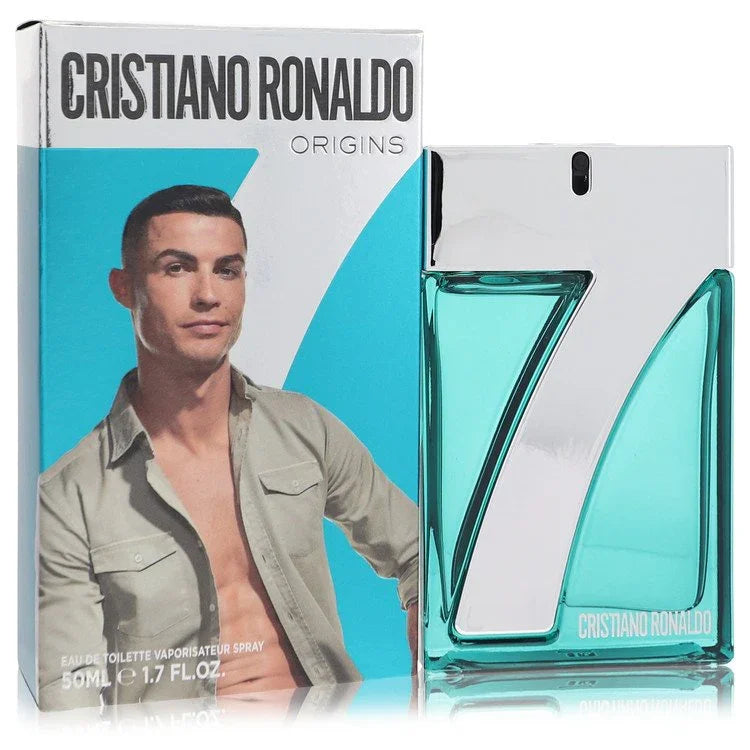Cristiano Ronaldo CR7 Origins Cologne bottle — Woody Aromatic men's fragrance with bergamot, cardamom, cedarwood, and vetiver