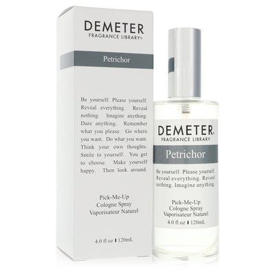 Demeter Petrichor Cologne Spray bottle — premium luxury unisex earthy mineral aquatic fragrance featuring unique notes of ozone, wet stones, and geosmin accord