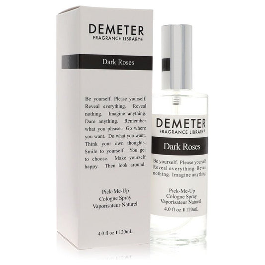 Demeter Dark Roses cologne spray bottle and packaging on a white background