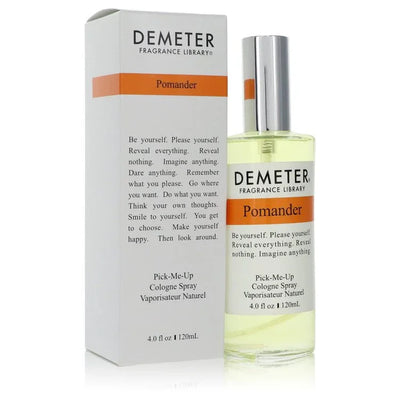 Demeter Pomander cologne spray bottle and packaging on a white background