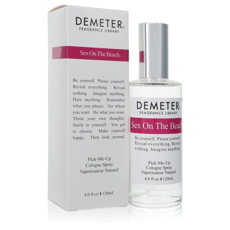 Demeter Sex On The Beach cologne spray bottle and packaging on a white background